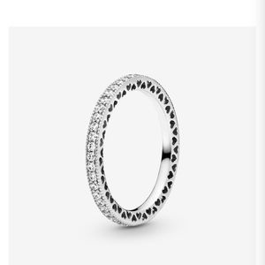 Pandora Sparkle and hearts ring size 9